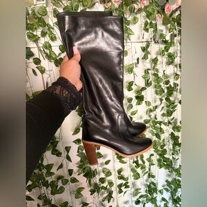 Won Hundred Black Leather Knee-High Boots